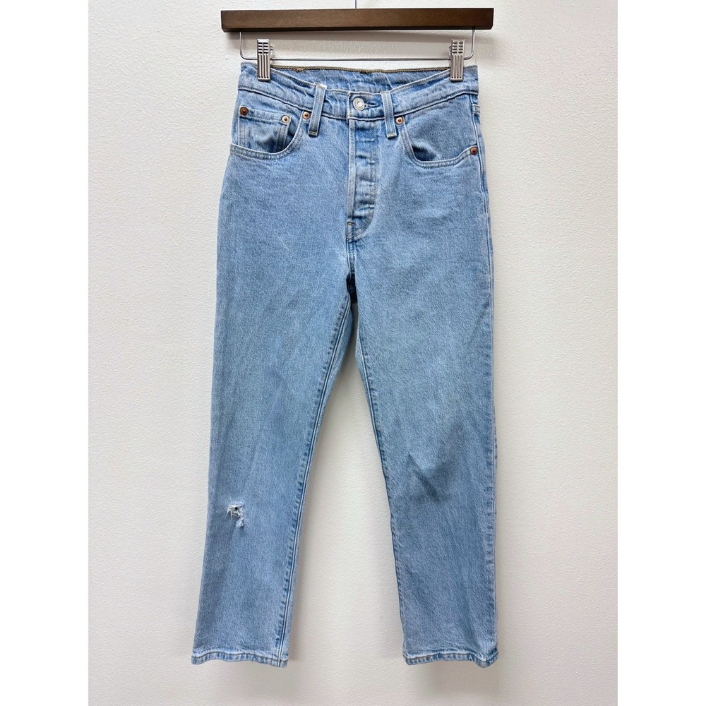 Levi's 501 Button Fly Light Wash Crop Jean 24 x 26